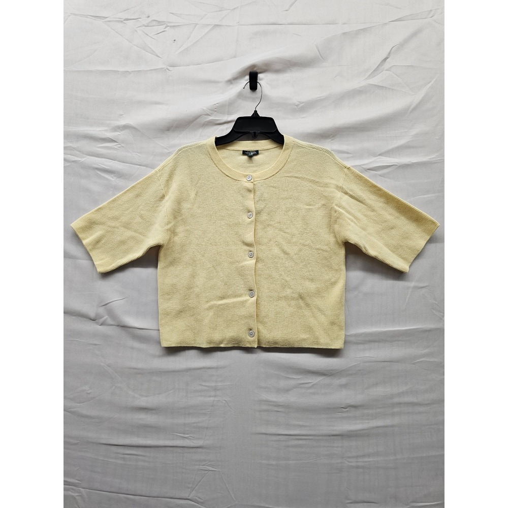 Wild Fable Womens Short Sleeve Cardigan Yellow Cotton Blend‎ Casual Size XS